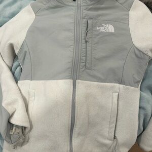 The North Face Light Gray and Cream Fleece Jacket